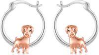 wholesale 925 Sterling Silver Rose Gold Plated Dog Hoop Earrings - Adorable s for Girls and Women-Boxer