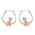 wholesale 925 Sterling Silver Two Tone Rose Gold Boxer Dog Hoop Earrings-0-0
