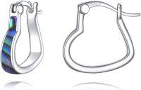 wholesale 925 Sterling Silver Abalone Shell Inlay Teardrop Shape Huggie Earrings for Women-Heart-Heart