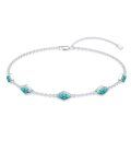 wholesale 925 Sterling Silver with Green Turquoise Stone Link Bracelet for Women-0-0