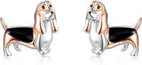 wholesale 925 Sterling Silver Basset Hound Stud Earrings for Women - Cute Dog Mom Gift Ideas-Basset Hound
