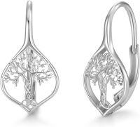 wholesale 925 Sterling Silver Tree of Life Drop Earrings - Halloween Gift for Women & Girls-Tree of Life