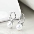 wholesale 925 Sterling Silver Celtic Knot Pearl Leverback Earrings White Gold Plated-0-1