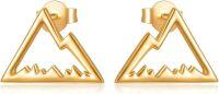 wholesale 14K Gold Celtic Moon Mountain Stud Earrings - Small Triangle Shape Minimalist Jewelry for Women-03-Mountain Earrings