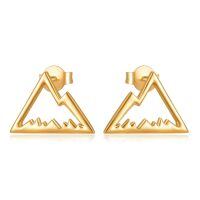wholesale 14K Gold Celtic Moon Mountain Stud Earrings - Small Triangle Shape Minimalist Jewelry for Women-03-Mountain Earrings