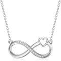 wholesale White Gold Heart & Infinity 14K Pendant Necklace with Lab-Grown Diamonds-0-0