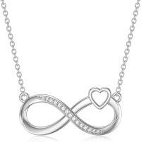 wholesale White Gold Heart & Infinity 14K Pendant Necklace with Lab-Grown Diamonds-Infinty-D