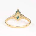 TOUPOP 10k/14k/18k Gold Natural Moss Agate Moissanite Engagement Ring-0-1