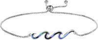 wholesale Sterling Silver Wave Bracelet with Stones Ocean Jewelry Beach Gifts-simulated abalone