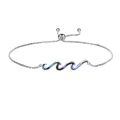 wholesale 925 Sterling Silver Green Stone Wave Adjustable Bracelet for Women - Ocean Inspired Beach Gift Idea-0-12