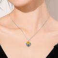 wholesale 925 Sterling Silver Blue Austrian Crystal Sunflower Heart Cremation Jewelry Urn Pendant Necklace-0-1