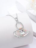 wholesale 925 Sterling Silver Cow Heart Love You Forever Pendant Necklace Gift for Women-0-4