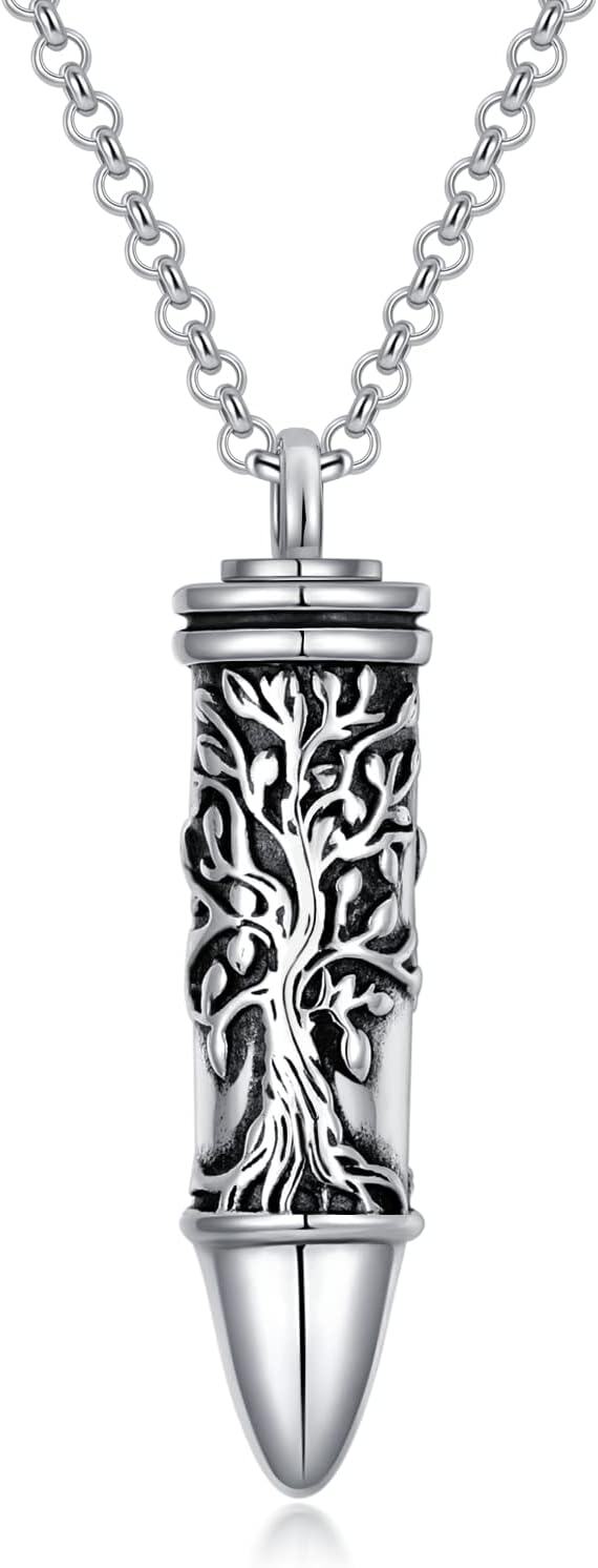 Sterling Silver Ashes Keepsake Necklace with Dragon Butterfly Wolf Tree of Life Eagle Jesus Pendant Urn Jewelry-Tree of Life