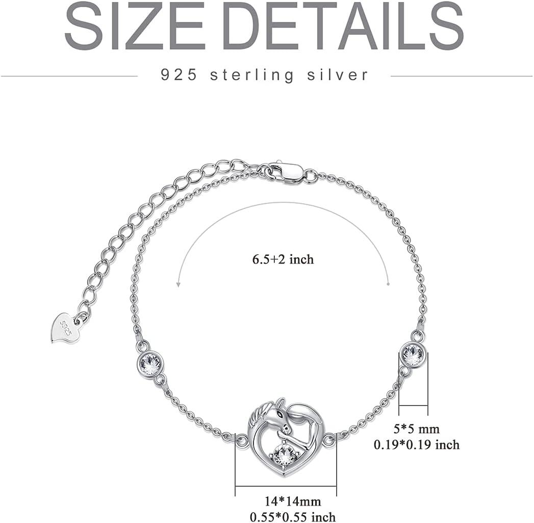 Sterling Silver Birthstone Crystal Horse Bracelet Women s Horse Jewelry Gift-0-3
