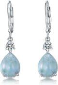 wholesale 925 Sterling Silver Teardrop Opal & Sapphire Drop Earrings - Elegant Gemstone s for Her-0-0
