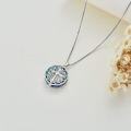 wholesale 925 Sterling Silver Round Blue Crystal Pendant with Cross and Lotus Flower Design on Box Chain (18 + 2)-0-4