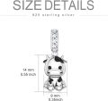 wholesale 925 Sterling Silver Cow Pendant Charm with Cubic Zirconia Accents for Bracelet Necklace Crafting Supplies Jewelry Making DIY Gifts 38x7mm-0-3