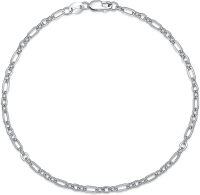 wholesale 925 Sterling Silver Figaro Link Chain Bracelet with Lobster Claw Closure - Made in Italy (Length: 7 Widths Available)-2.5MM-Sliver 7.5inch