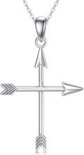 wholesale 925 Sterling Silver Arrow Cross Pendant Necklace for Women Men Gifts-0-0