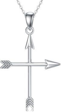 wholesale 925 Sterling Silver Arrow Cross Pendant Necklace for Women Men Gifts-Arrow Cross