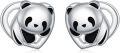 wholesale 925 Sterling Silver Panda Bear Heart Stud Earrings for Women Gift Ideas-0-0