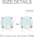 wholesale 925 Sterling Silver Green Fire Opal Round Stud Earrings - Multiple Sizes & Colors for Women Men Gifts-0-15