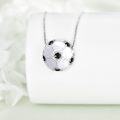 wholesale 925 Sterling Silver Metal Stone Soccer Football Necklace Lucky Charm Pendant Sports s for Women-0-2