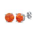 wholesale 925 Sterling Silver Green Fire Opal Round Stud Earrings - Multiple Sizes & Colors for Women Men Gifts-0-11
