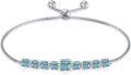 wholesale TOUPOP Bracelet For Women Sterling Silver Classic Birthstone Tennis Bracelet With Fashion Jewelry Gifts For Women Teen Girls Friend Birthday | Adjustable Silder (d-03-march-aquamarine), 7+2 -0-0