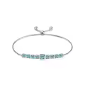 TOUPOP Sterling Silver Aquamarine Tennis Bracelet | Adjustable-0-0