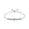 TOUPOP Sterling Silver Aquamarine Tennis Bracelet | Adjustable-0-0
