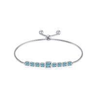 TOUPOP Sterling Silver Aquamarine Tennis Bracelet | Adjustable-undefined
