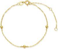 wholesale  14K Solid Gold Yellow Adjustable Link Bead Bracelets for Women Jewelry Gifts -3*3mm bead a