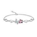 wholesale 925 Sterling Silver Pink Crystal Butterfly Charm Bracelet for Girls & Teenagers-0-0
