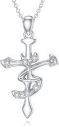 wholesale 925 Sterling Silver Zodiac Constellation Star Cross Pendant Necklace with Cubic Zirconia Stones and Chain 45cm Length-0-0