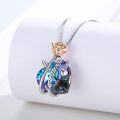 wholesale 925 Sterling Silver Heart-Shaped Pendant with Blue and Purple Crystals & Rose Design Necklace-0-3