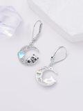 wholesale 925 Sterling Silver Panda on Moon Heart Drop Dangle Leverback Earrings for Women Girls Gifts Jewelry Accessories-0-3