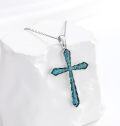 wholesale 925 Sterling Silver and Turquoise Stone Cross Pendant Necklace for Women Christian s-0-1