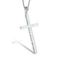 wholesale 925 Sterling Silver Cross Pendant With Blue Opal And Philippians Inscription-0-47