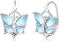 wholesale 925 Sterling Silver Moonstone Butterfly Stud Earrings-0-0