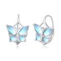 wholesale 925 Sterling Silver Blue Butterfly Lever Back Earrings-0-0