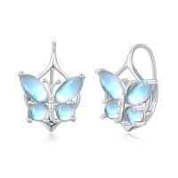 wholesale 925 Sterling Silver Blue Butterfly Lever Back Earrings-Moonstone-3