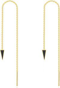 wholesale 14K Gold Triangle Black Stone Threader Earrings 14K Gold  s for Her-7-Black Onyx Threader