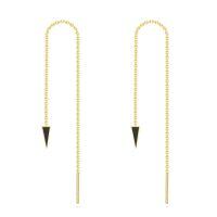 wholesale 14K Gold Triangle Black Stone Threader Earrings 14K Gold  s for Her-7-Black Onyx Threader