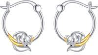 wholesale 925 Sterling Silver Fox Hoop Earrings for Women - Cute Animal Design Gift Idea-P-Wolf