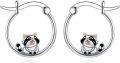 wholesale 925 Sterling Silver Raccoon Animal Lover's Hoop Earrings for Women-0-0
