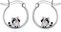 wholesale 925 Sterling Silver Raccoon Animal Lover's Hoop Earrings for Women-raccoon