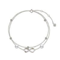 wholesale 14k Gold Infinity Necklace Wholesale With Pearls-White Gold