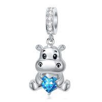 wholesale 925 Sterling Silver Birthstone Hippo Charm for Bracelets Jewelry-12-Dec-Hippo