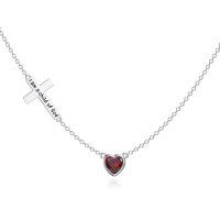 wholesale 925 Sterling Silver Cross Heart Garnet Pendant Necklace for Women Christian s-cross